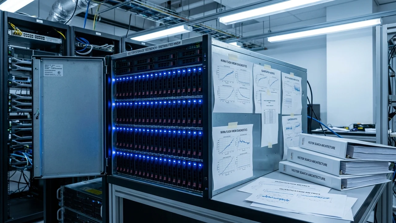 Bases de datos vectoriales distribuidas implementan indexación HNSW cuantizada en memoria flash NVMe